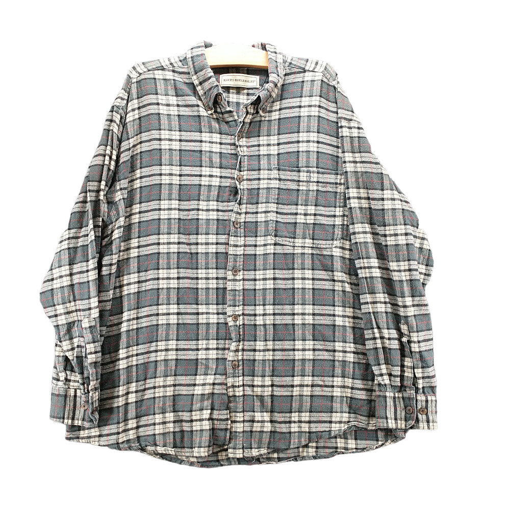 Bit & Bridle Men's Flannel Button-Down Shirt Multi Plaid 2X Long Sleeve Cotton